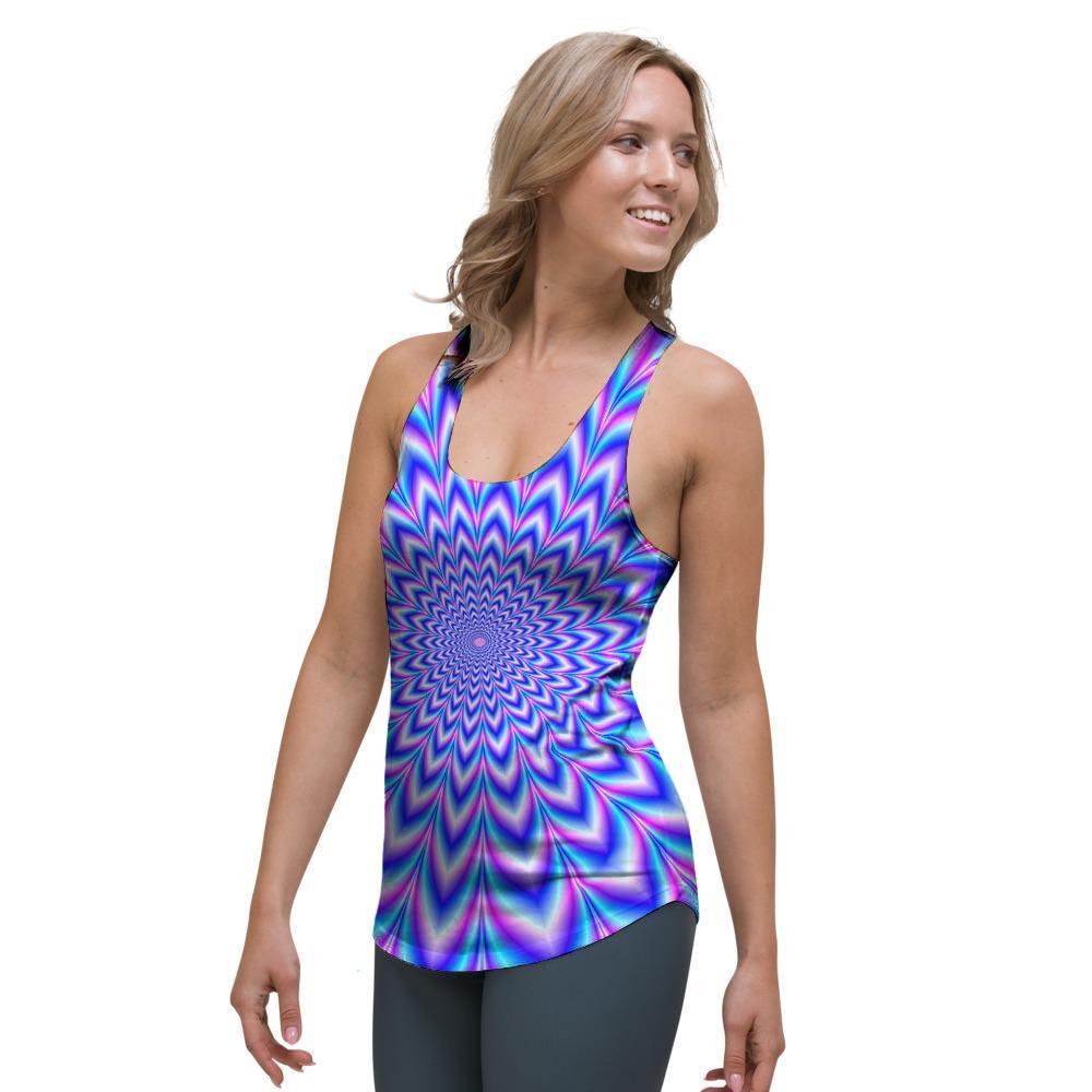 Blue Optical illusion Women's Racerback Tank Top-grizzshop