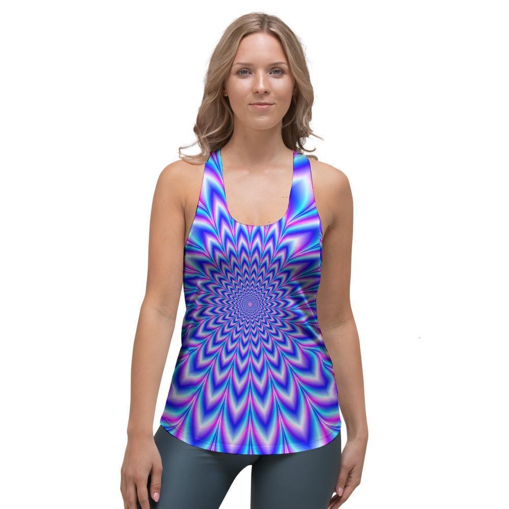 Blue Optical illusion Women's Racerback Tank Top-grizzshop