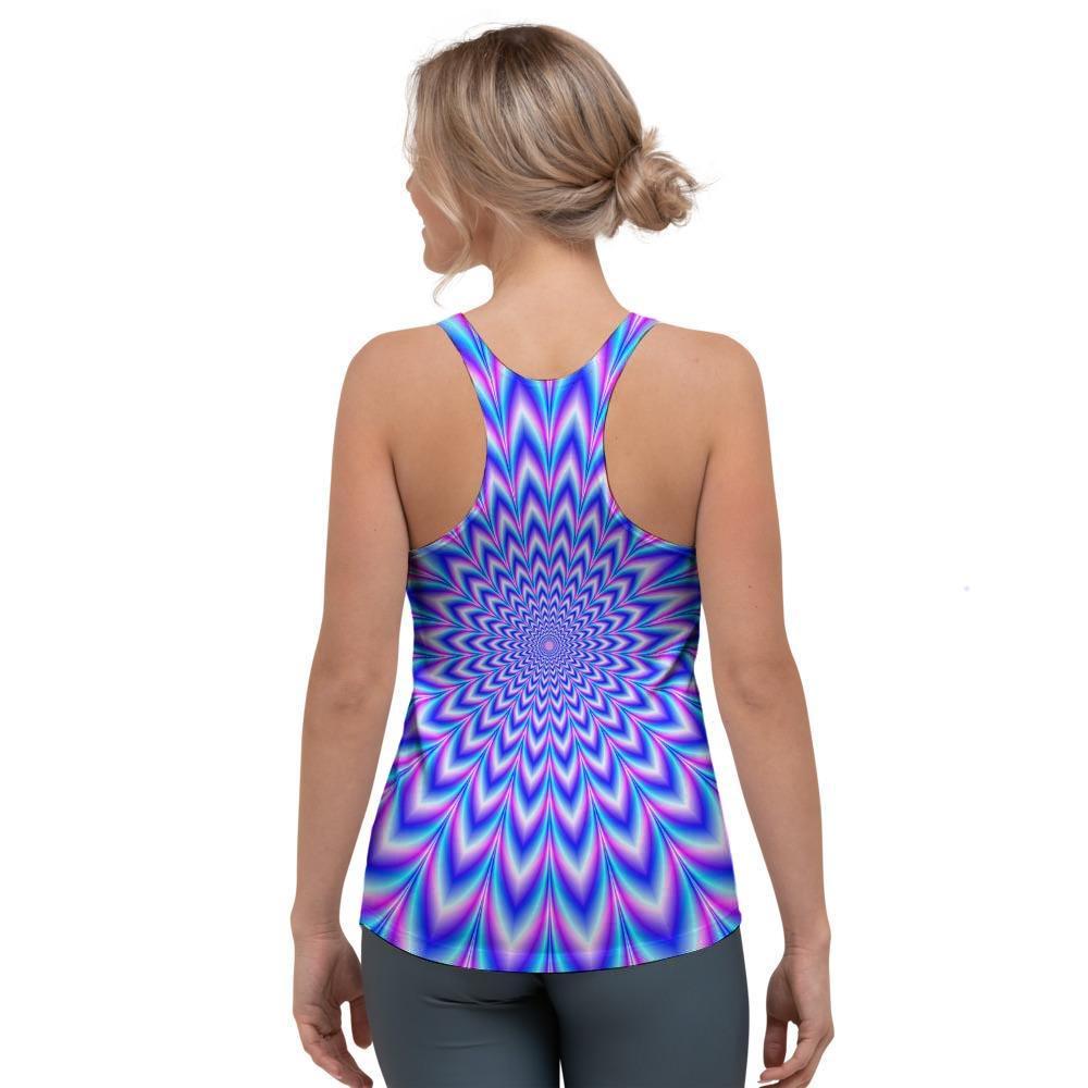 Blue Optical illusion Women's Racerback Tank Top-grizzshop