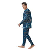 Blue Oriental Sea Print Pattern Men's Pajamas-grizzshop