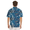 Blue Oriental Sea Print Pattern Men's Short Sleeve Shirts-grizzshop