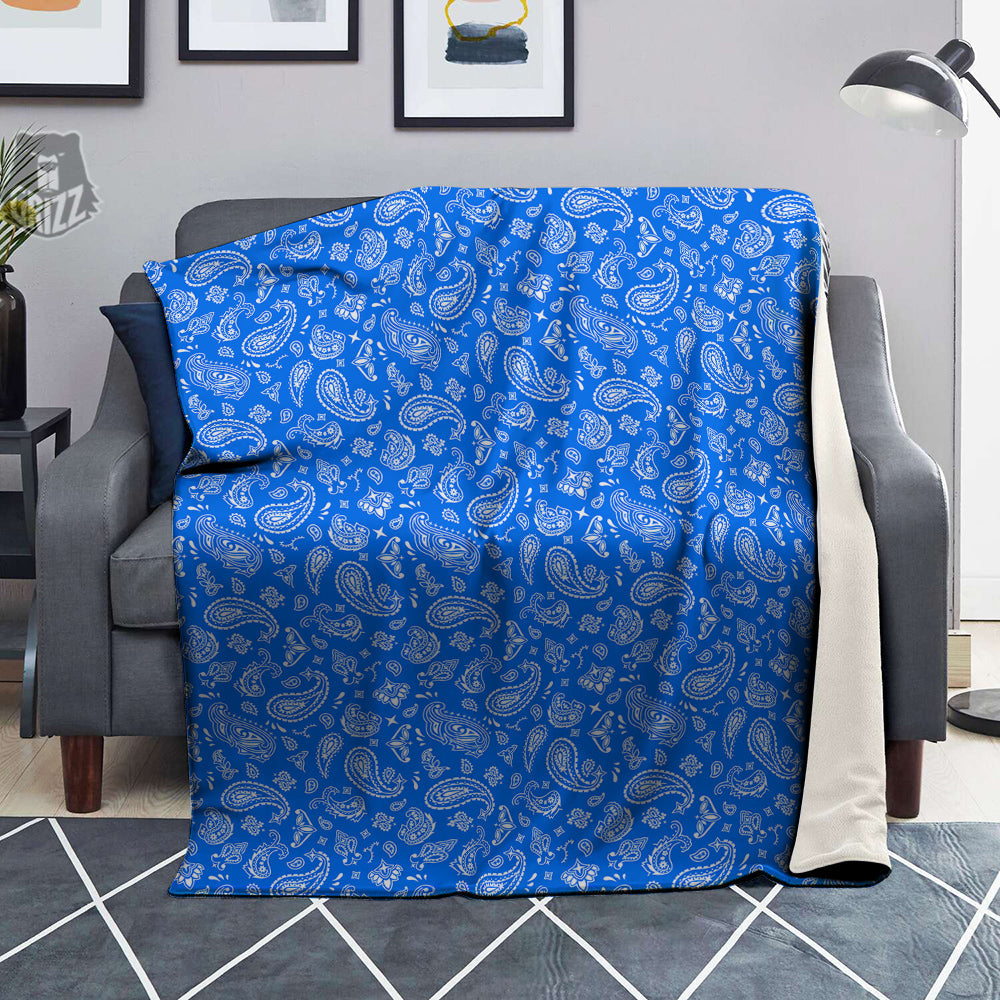 Blue Paisley Bandana Print Blanket-grizzshop