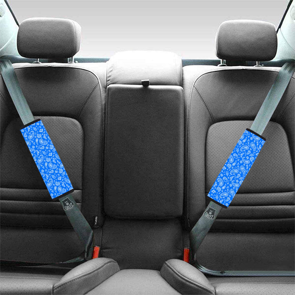 Blue Paisley Bandana Print Car Seat Belt Cover-grizzshop