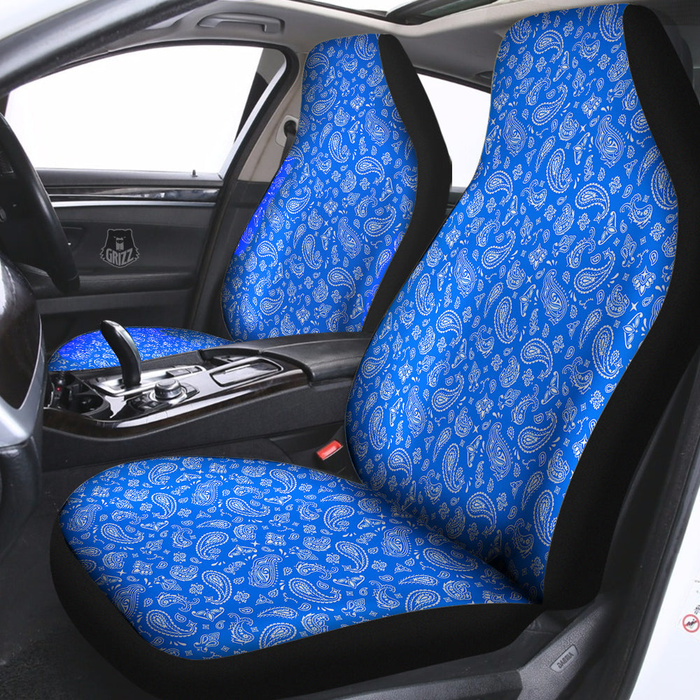 Blue Paisley Bandana Print Car Seat Covers-grizzshop