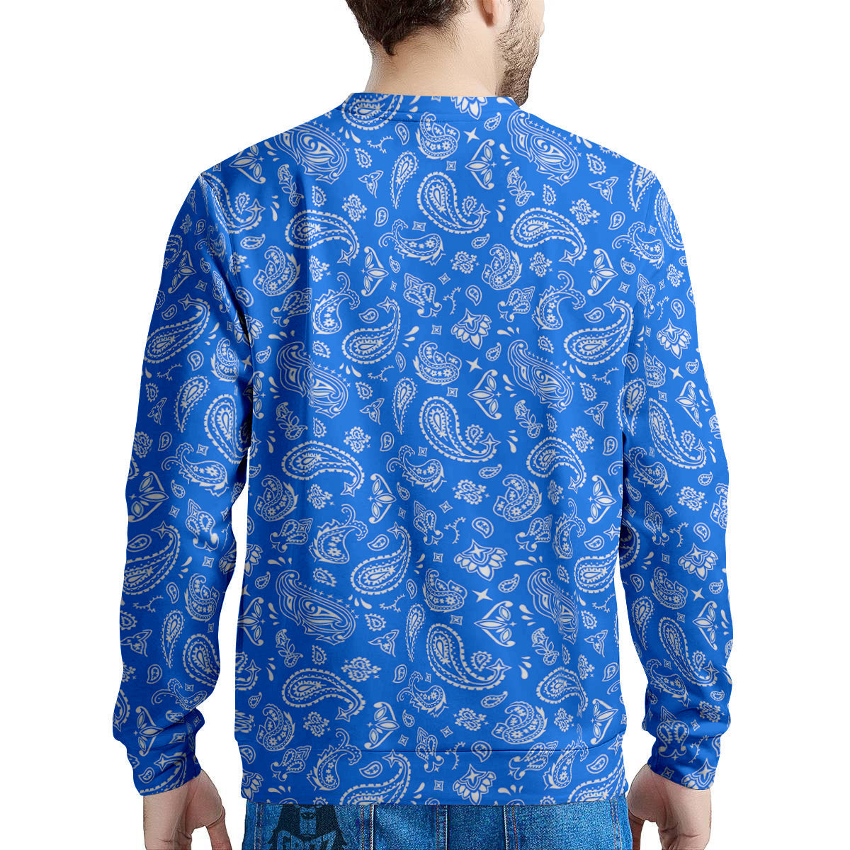 Blue Paisley Bandana Print Men's Sweatshirt-grizzshop