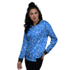 Blue Paisley Bandana Print Women's Bomber Jacket-grizzshop