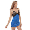 Blue Paisley Bandana Print Women's Sexy Night Dress-grizzshop