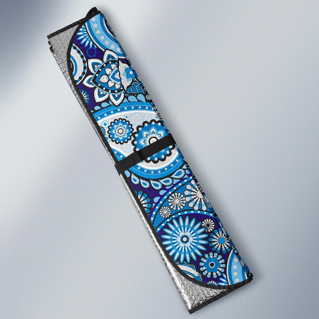 Blue Paisley Pattern Print Car Sun Shade-grizzshop
