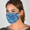 Blue Paisley Pattern Print Face Mask-grizzshop