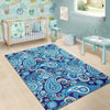 Blue Paisley Pattern Print Floor Mat-grizzshop