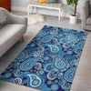 Blue Paisley Pattern Print Floor Mat-grizzshop