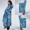 Blue Paisley Pattern Print Hooded Blanket-grizzshop