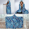 Blue Paisley Pattern Print Hooded Blanket-grizzshop