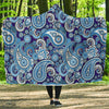 Blue Paisley Pattern Print Hooded Blanket-grizzshop