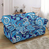 Blue Paisley Pattern Print Loveseat Cover-grizzshop