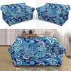 Blue Paisley Pattern Print Loveseat Cover-grizzshop