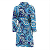 Blue Paisley Pattern Print Men Long Robe-grizzshop