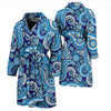 Blue Paisley Pattern Print Men Long Robe-grizzshop