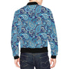 Blue Paisley Pattern Print Men's Bomber Jacket-grizzshop