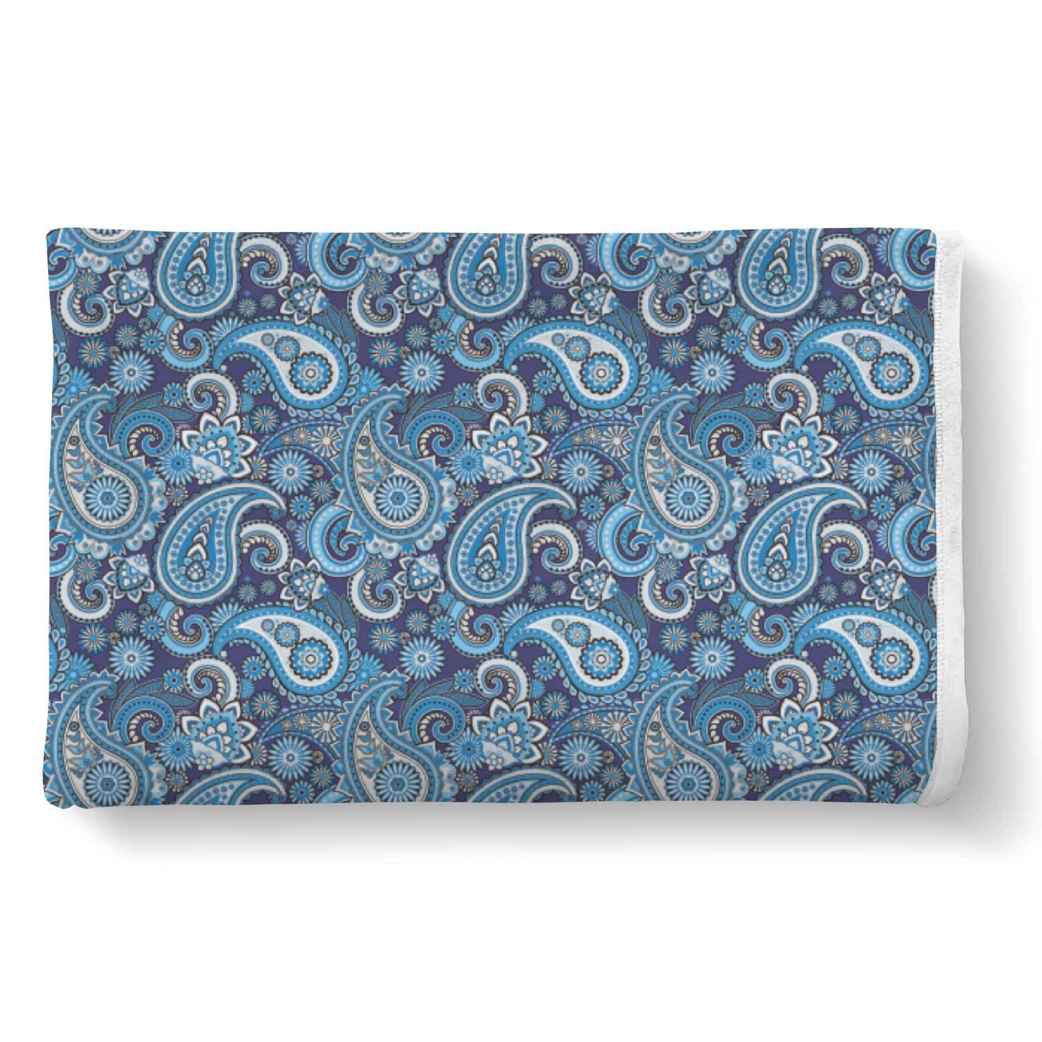 Blue Paisley Pattern Print Throw Blanket-grizzshop