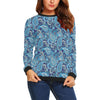 Blue Paisley Pattern Print Women Crewneck Sweatshirt-grizzshop