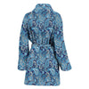 Blue Paisley Pattern Print Women Long Robe-grizzshop