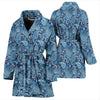 Blue Paisley Pattern Print Women Long Robe-grizzshop