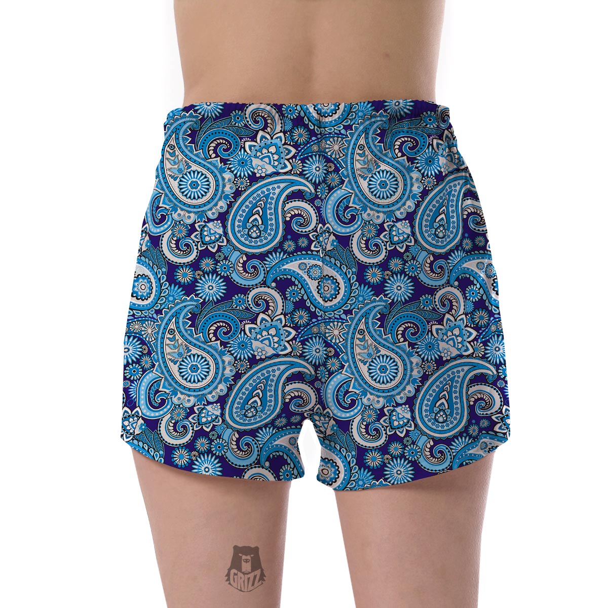 Blue Paisley Pattern Print Women's Shorts-grizzshop