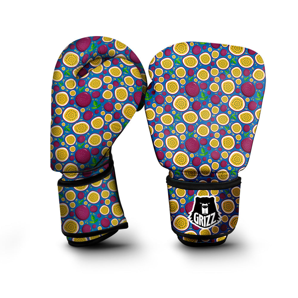 Blue Passion Fruit Print Pattern Boxing Gloves-grizzshop