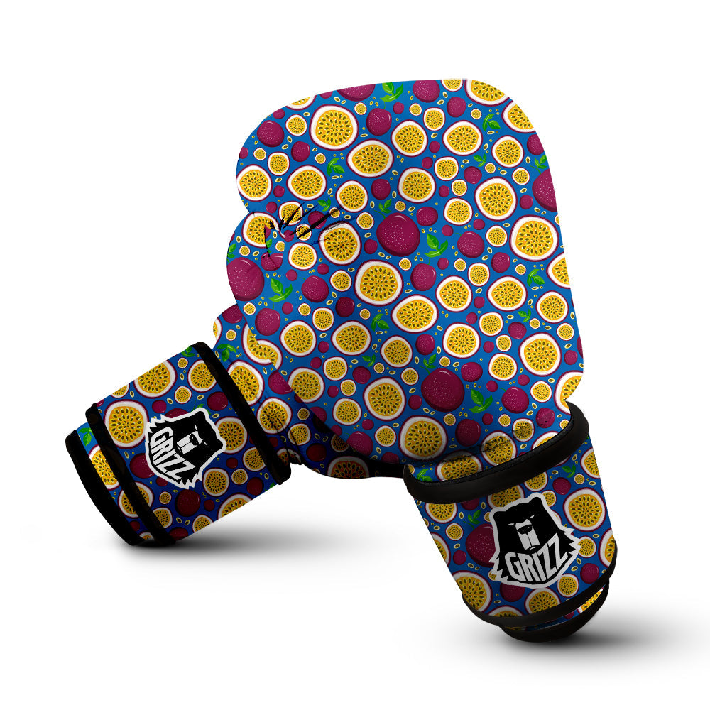 Blue Passion Fruit Print Pattern Boxing Gloves-grizzshop