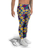 Blue Passion Fruit Print Pattern Men's Leggings-grizzshop