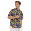 Blue Passion Fruit Print Pattern Men's Short Sleeve Shirts-grizzshop