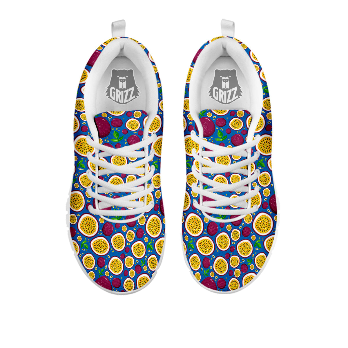 Blue Passion Fruit Print Pattern White Sneaker-grizzshop