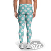 Blue Pastel Lucky Cat Print Pattern Men's Leggings-grizzshop