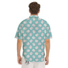 Blue Pastel Lucky Cat Print Pattern Men's Short Sleeve Shirts-grizzshop