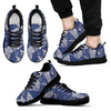 Blue Patchwork Pattern Print Black Sneaker Shoes For Men Women-grizzshop