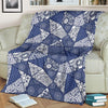 Blue Patchwork Pattern Print Blanket-grizzshop