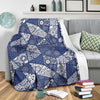 Blue Patchwork Pattern Print Blanket-grizzshop