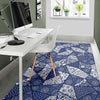 Blue Patchwork Pattern Print Floor Mat-grizzshop