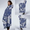 Blue Patchwork Pattern Print Hooded Blanket-grizzshop