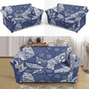 Blue Patchwork Pattern Print Loveseat Cover-grizzshop