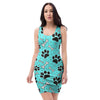 Blue Paw Bodycon Dress-grizzshop