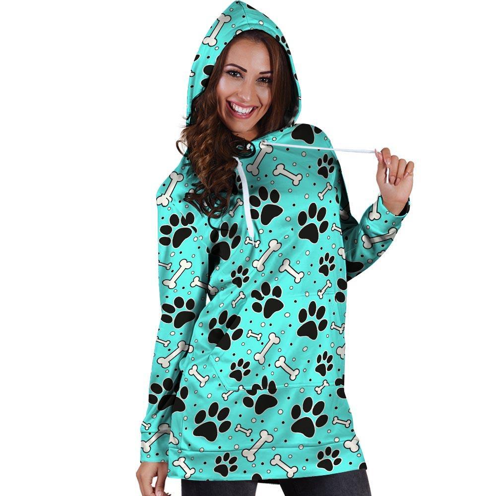 Blue Paw Hoodie Dress-grizzshop