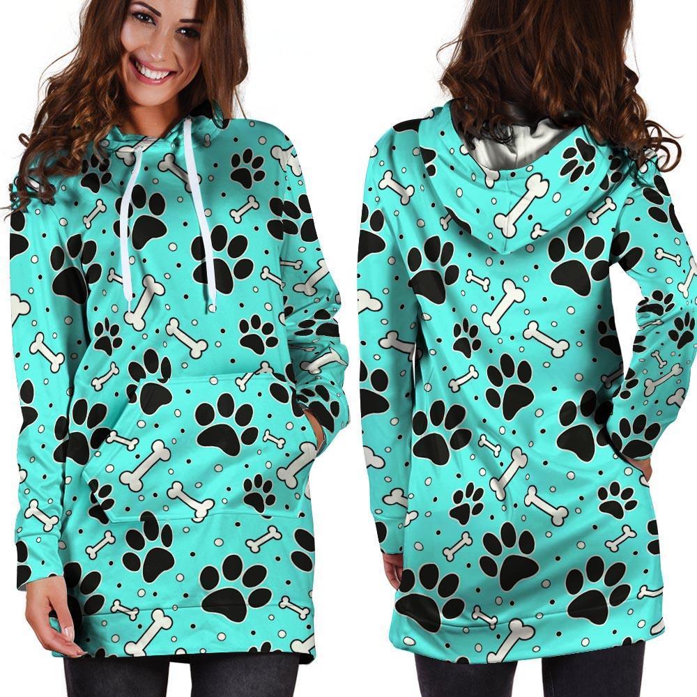 Blue Paw Hoodie Dress-grizzshop