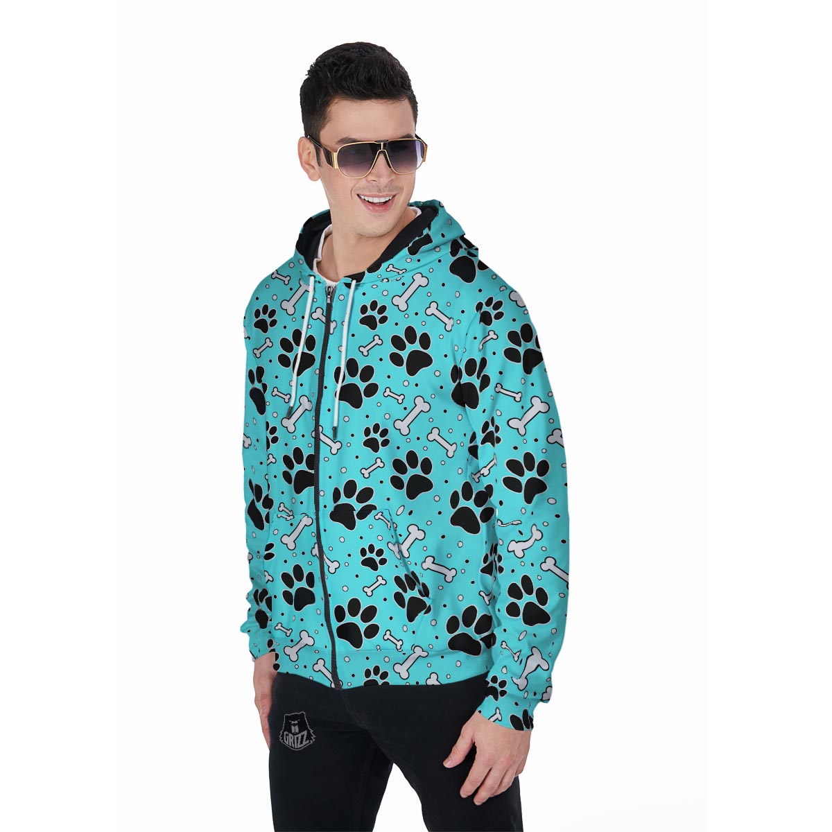 Blue Paw Men's Zip Up Hoodie-grizzshop