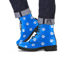 Blue Paw Print Leather Boots-grizzshop