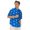 Blue Paw Print Men's Short Sleeve Shirts-grizzshop