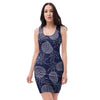 Blue Pine Pineapple Print Bodycon Dress-grizzshop