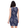 Blue Pine Pineapple Print Bodycon Dress-grizzshop