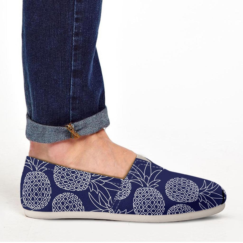 Blue Pine Pineapple Print Canvas Shoes-grizzshop